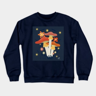 Colorful Mushrooms & Abstract Flowers - Nightfall Crewneck Sweatshirt